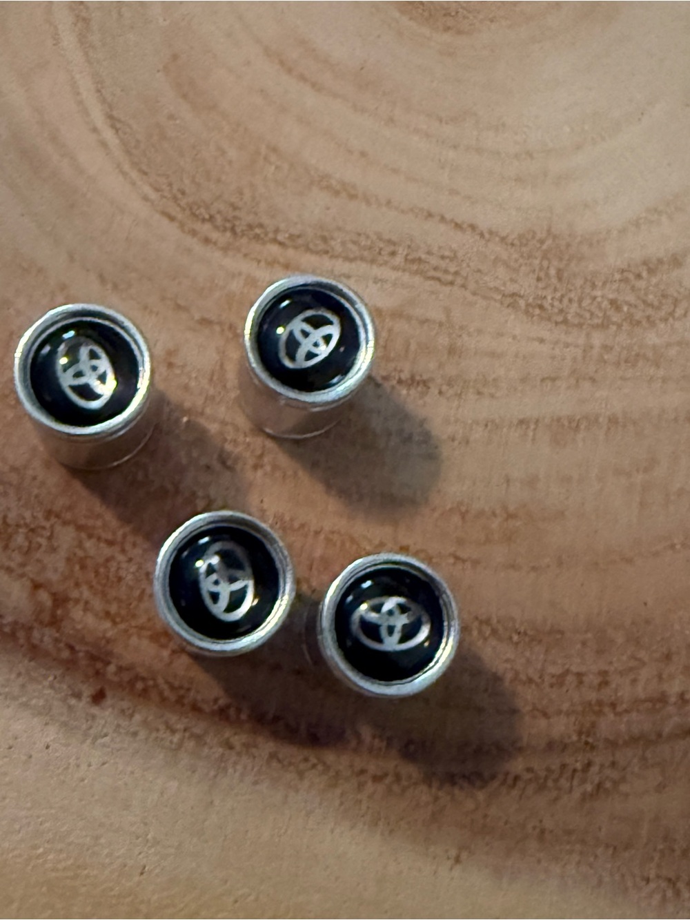 Silver Cufflink Set with Black Inlay and White Emblem